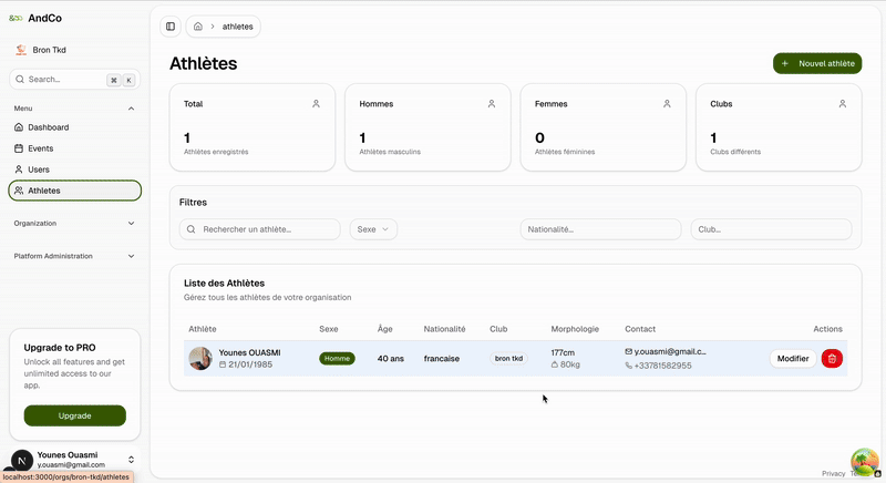 Calendrier événements